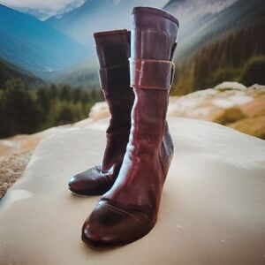 Born Brown Crown Pratt Women's Leather Mid-Calf Zip Boots 8.5